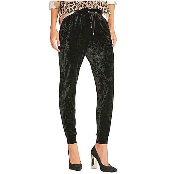 2/$30 REDFOX Joggers Black drawstring waist velvet joggers side pockets Size S - Picture 3 of 11